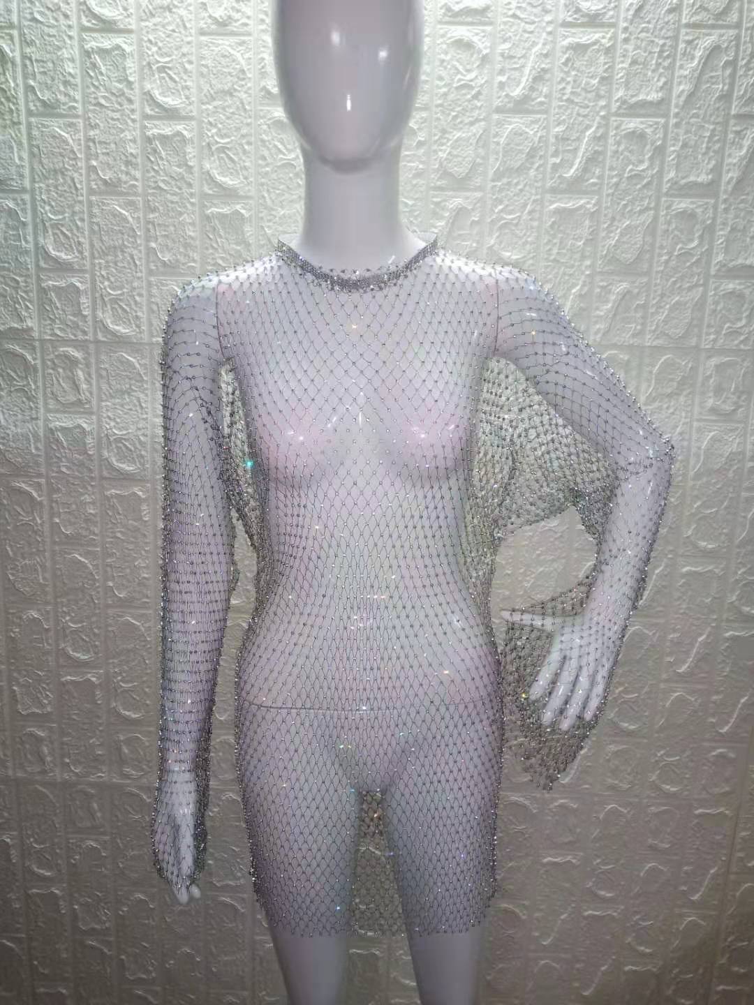 Flash Diamond Round Neck Dress