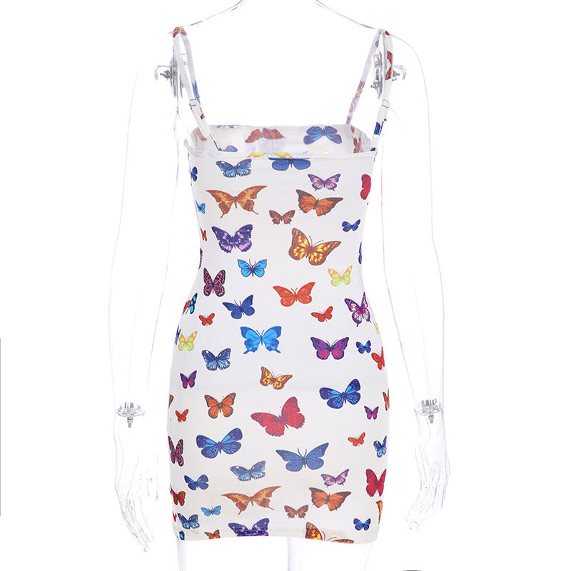 Velvet Butterfly Print Dress