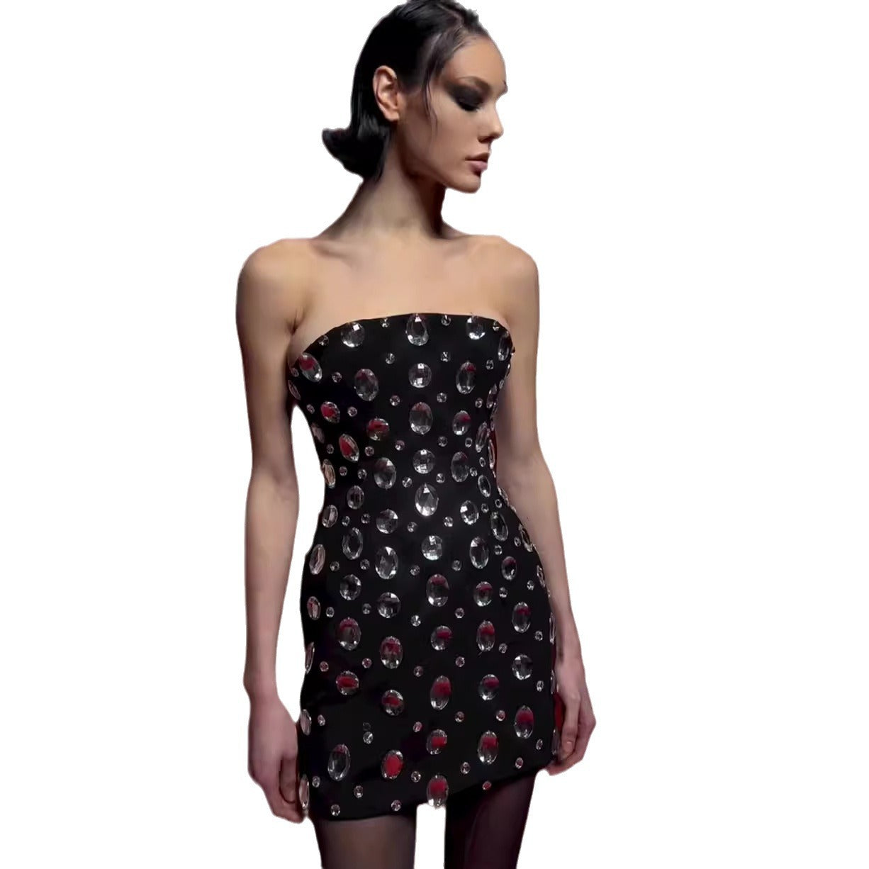 Off-Shoulder Diamond-Embedded Tube Top Party Dress