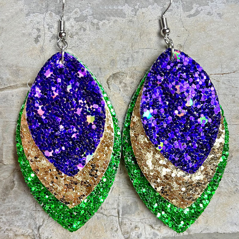 Fashion Feather Metal Mesh Earrings