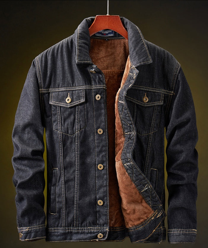 Plus Velvet Denim Jacket