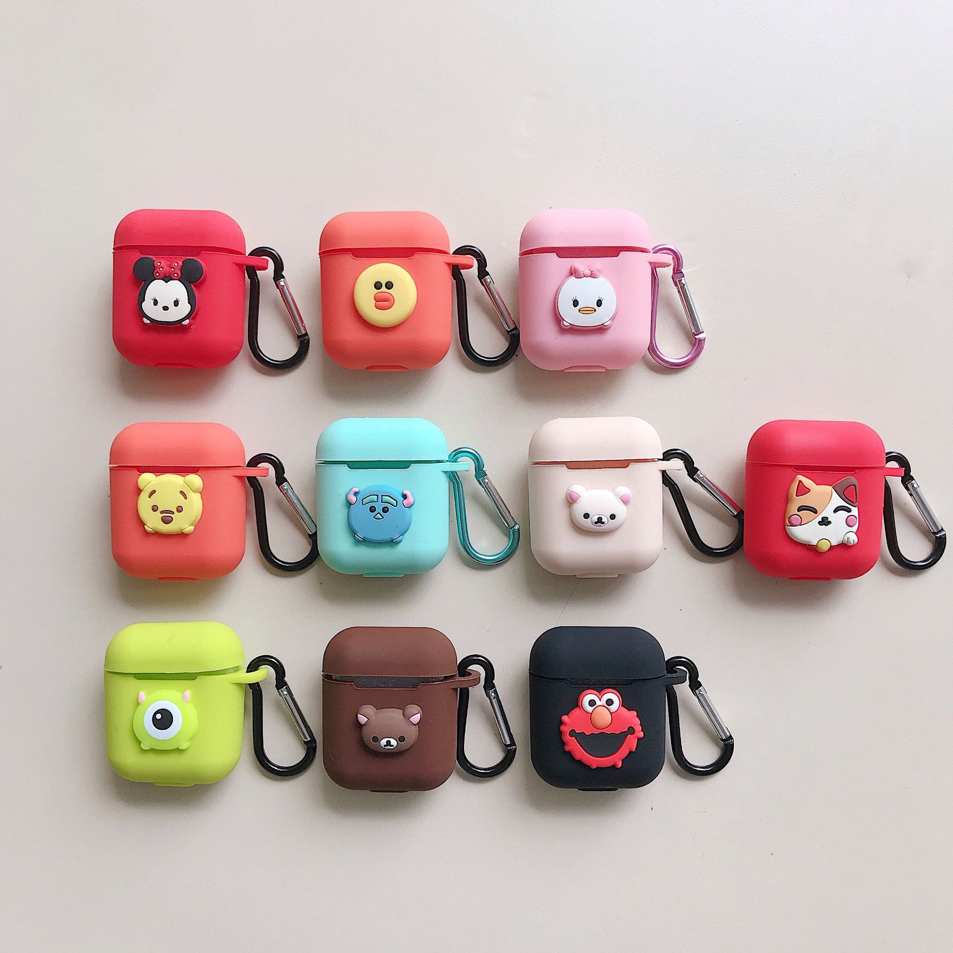 Compatible with Apple, AirPods Protective Jacket Cute Cartoon Silicone Anti-Falling Earphone Jacket Japanese Korean Women''s Key-Clasp Hanging Rope