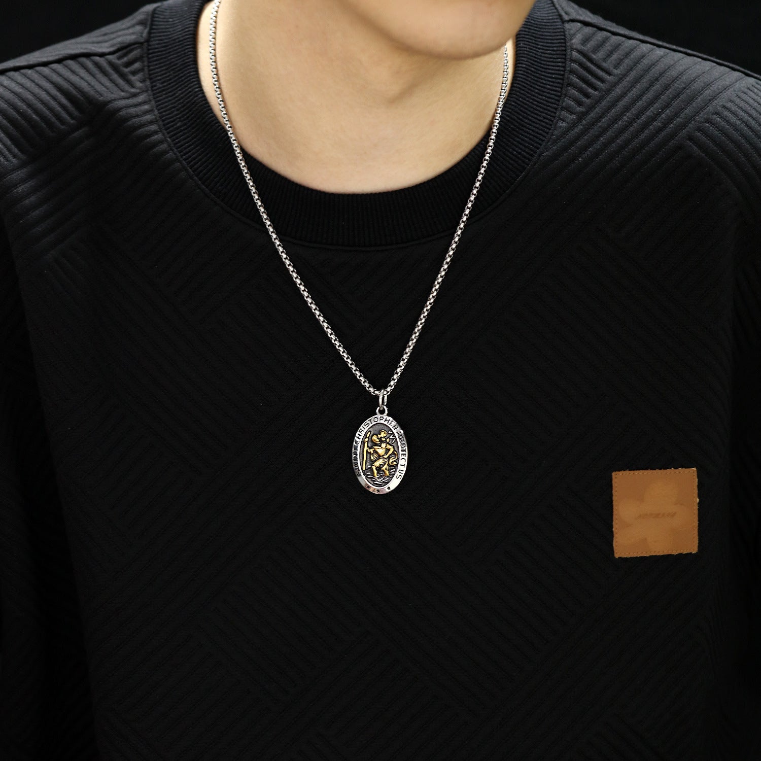 Stainless Steel St Christopher Men's Necklace