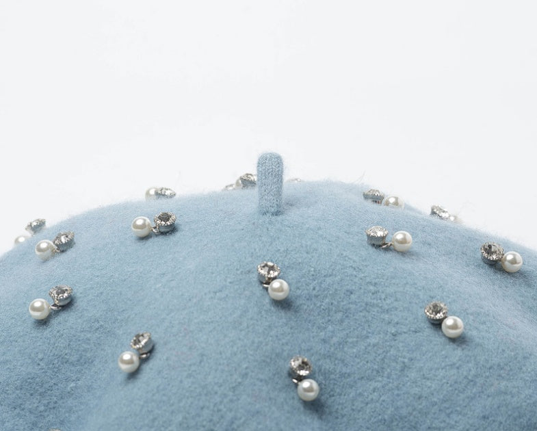 Rhinestone Wool Beret