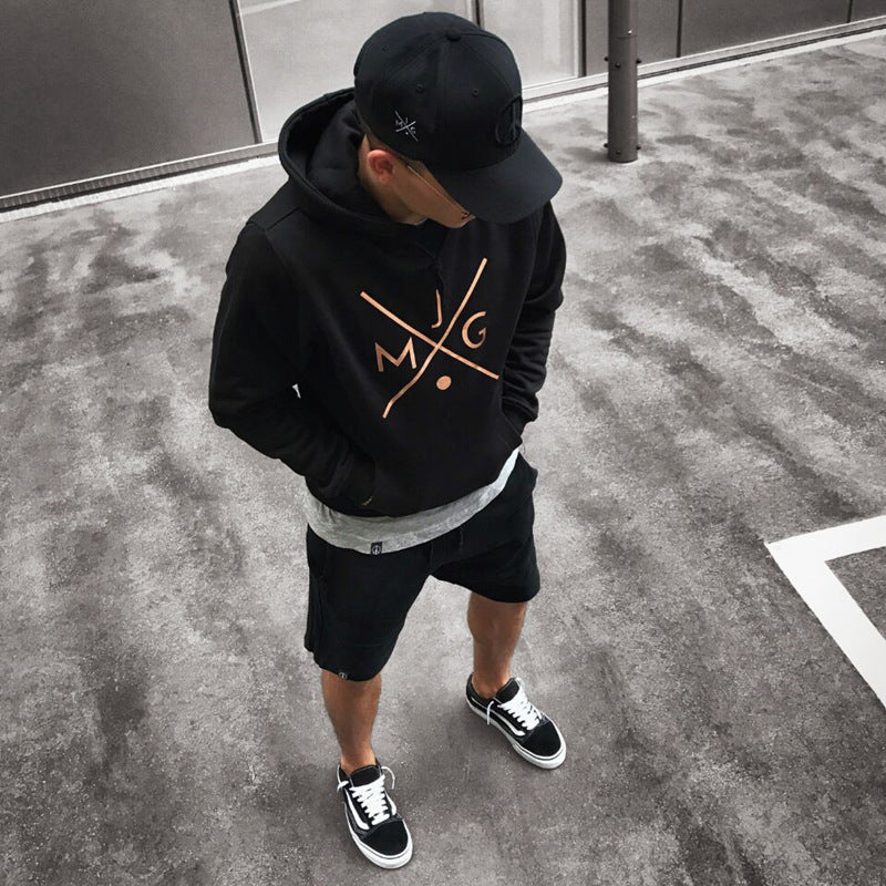 Autumn New Muscle Brother Sports Sweater Men's Hooded Fitness Clothing Running Cotton Long-Sleeved T-Sleeve