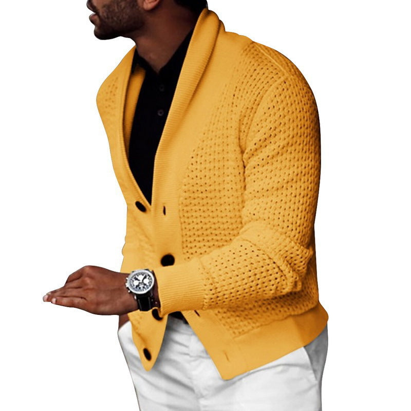 Single-Breasted Openwork Crochet Sweater