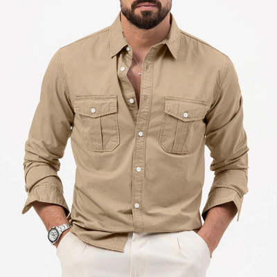Mens Casual Long-Sleeve Shirt Top