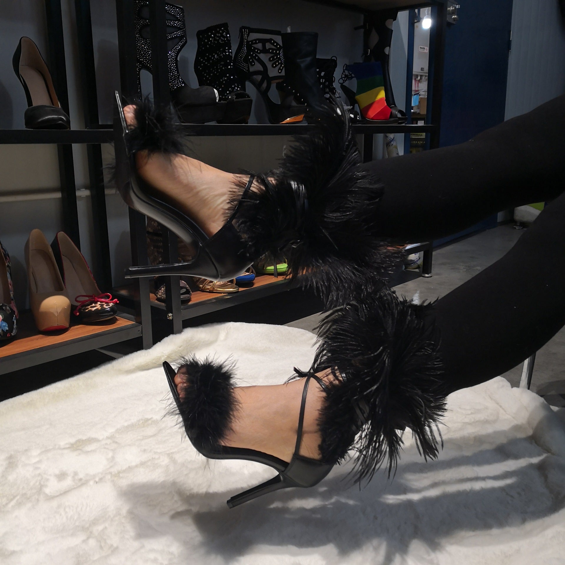 Lace-Up Feather Sandals