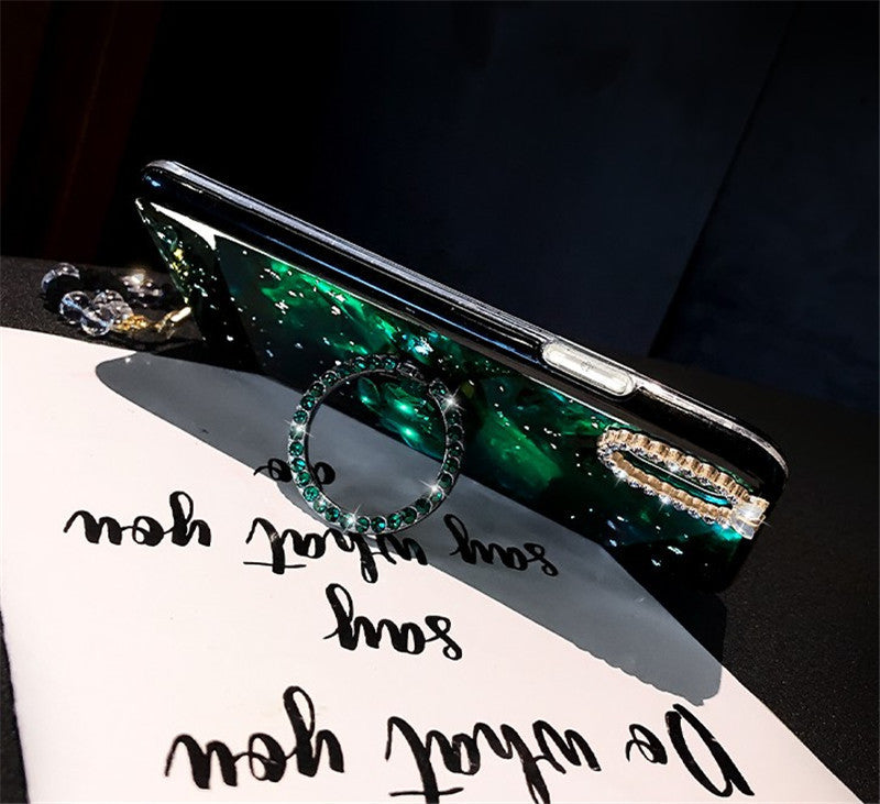 Colorful Shell Pattern Rhinestone Stand Phone Case