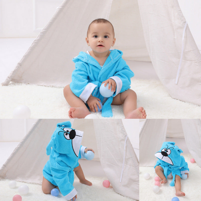 Pure Cotton Absorbent Bathrobe Bathing Hooded Bath Towel