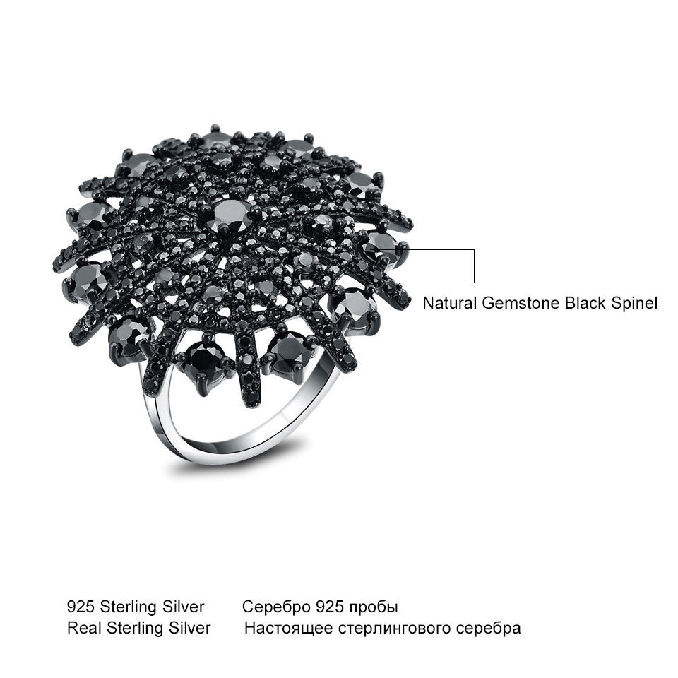 Nano Gemstone Black Spinel Umbrella Ring