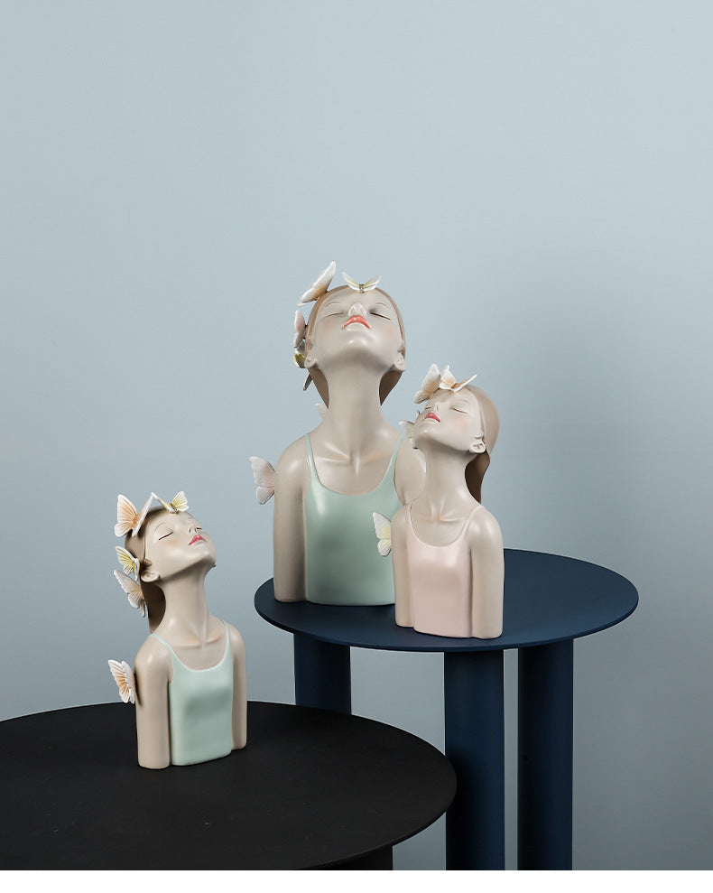 Butterfly Girl Bouquet Resin Art Decoration Living Room Porch Desktop Crafts