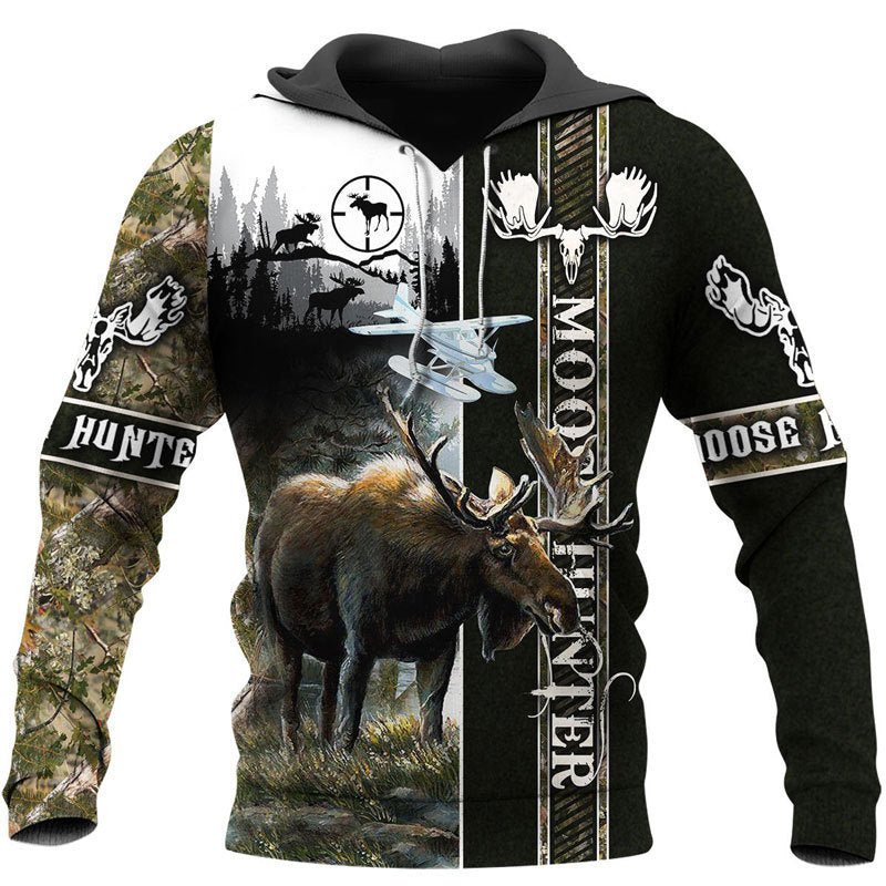 3D Digital Print Hooded Pullover Sweatshirt