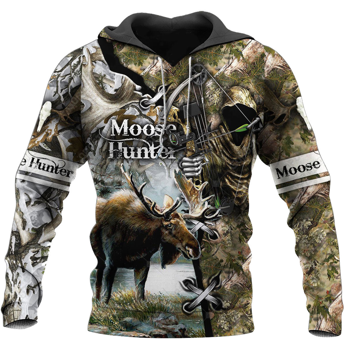 3D Digital Print Hooded Pullover Sweatshirt