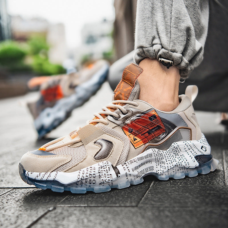 Men's Suction Mold Bottom Mesh Breathable Running Shoes Personality Trend Old Shoes