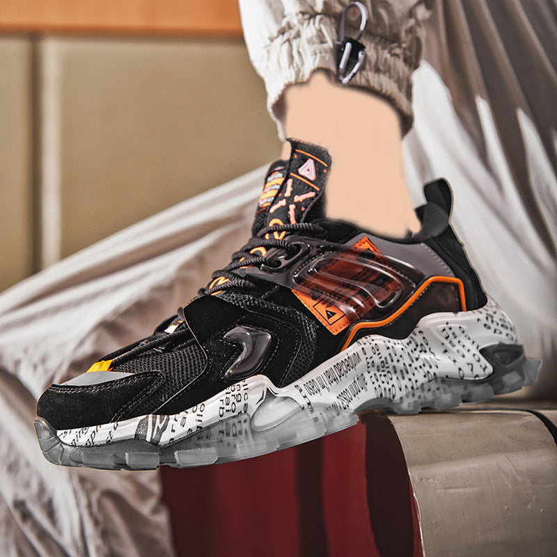 Men's Suction Mold Bottom Mesh Breathable Running Shoes Personality Trend Old Shoes