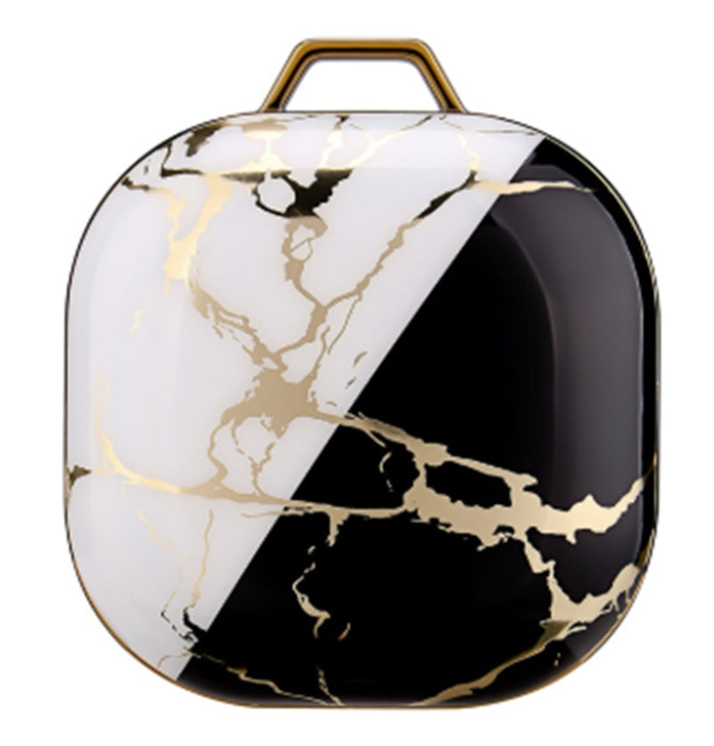 Electroplating Gold Black and White Mosaic Marble Earphone Sleeve