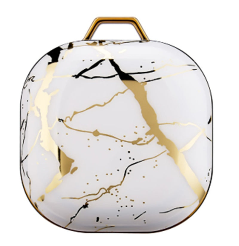 Electroplating Gold Black and White Mosaic Marble Earphone Sleeve