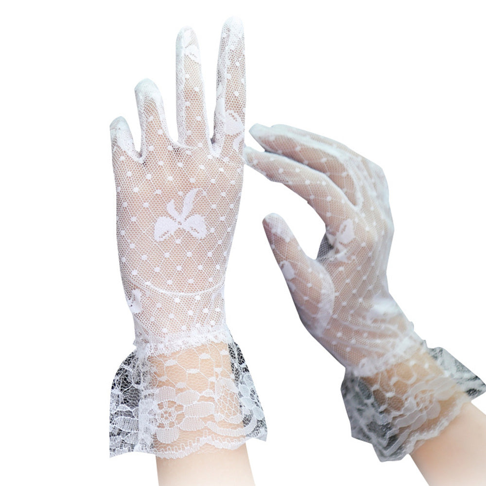 Ladies Black Lace Mesh Hollow Sunscreen Gloves