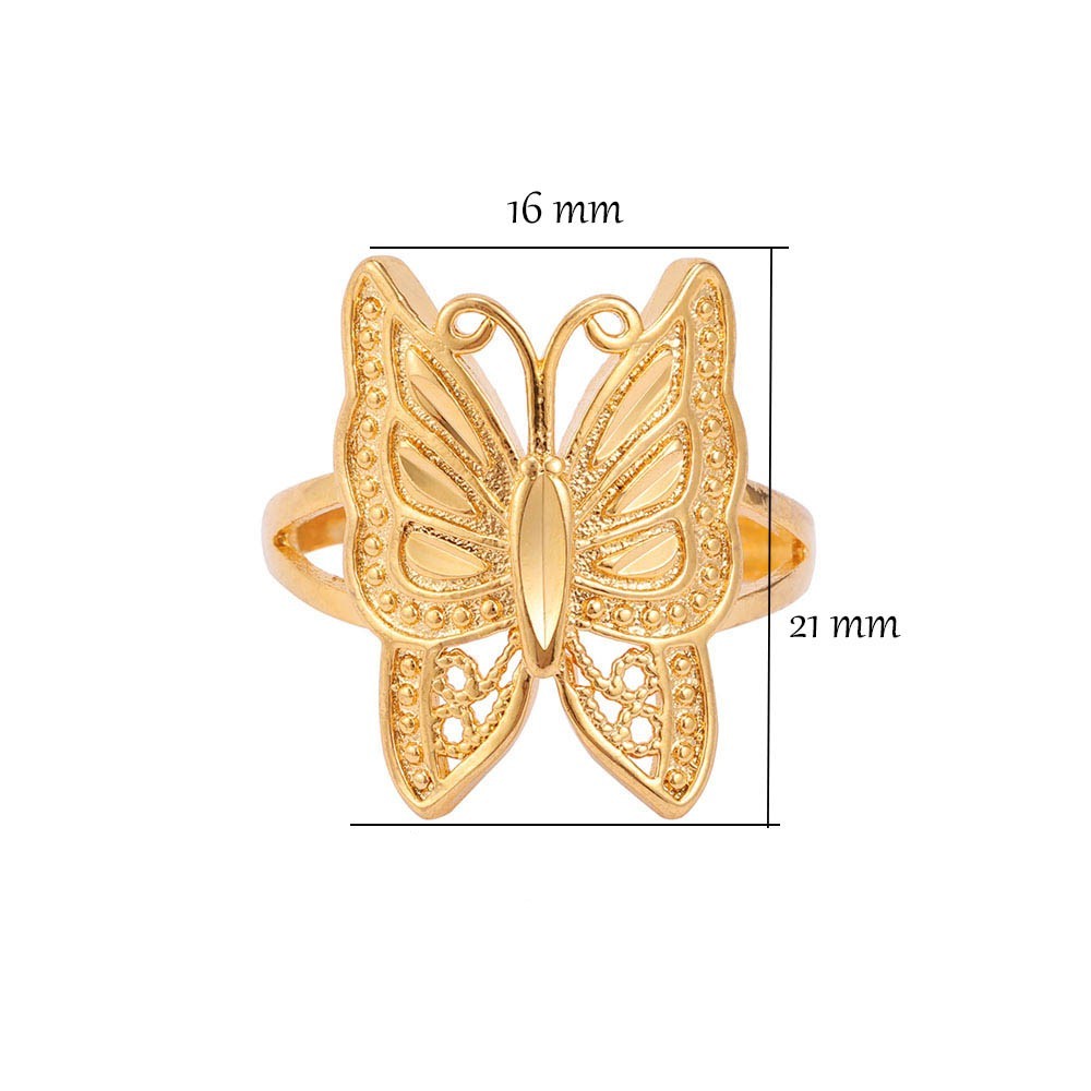 Gold-Plated Butterfly Ring Women's Open Ring