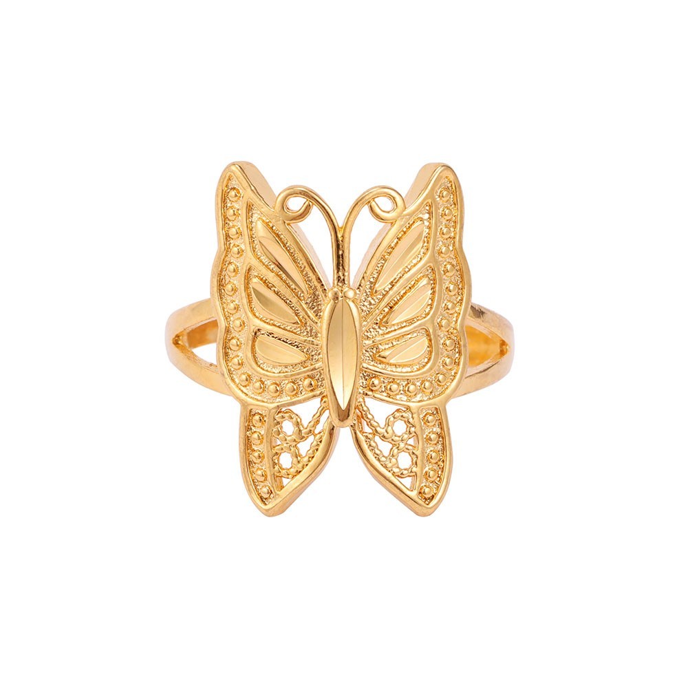 Gold-Plated Butterfly Ring Women's Open Ring