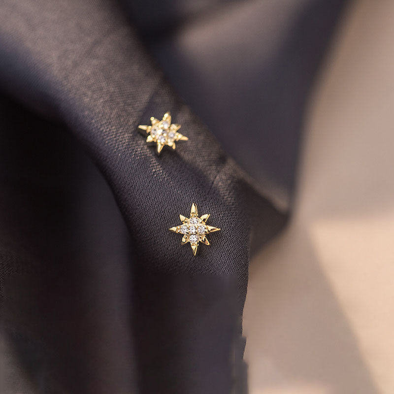 Octagon S925 Sterling Silver With Diamond Stud Earrings