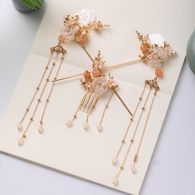 FORSEVEN Chinese Hanfu Dress Hairpins Clips Butterfly Flower