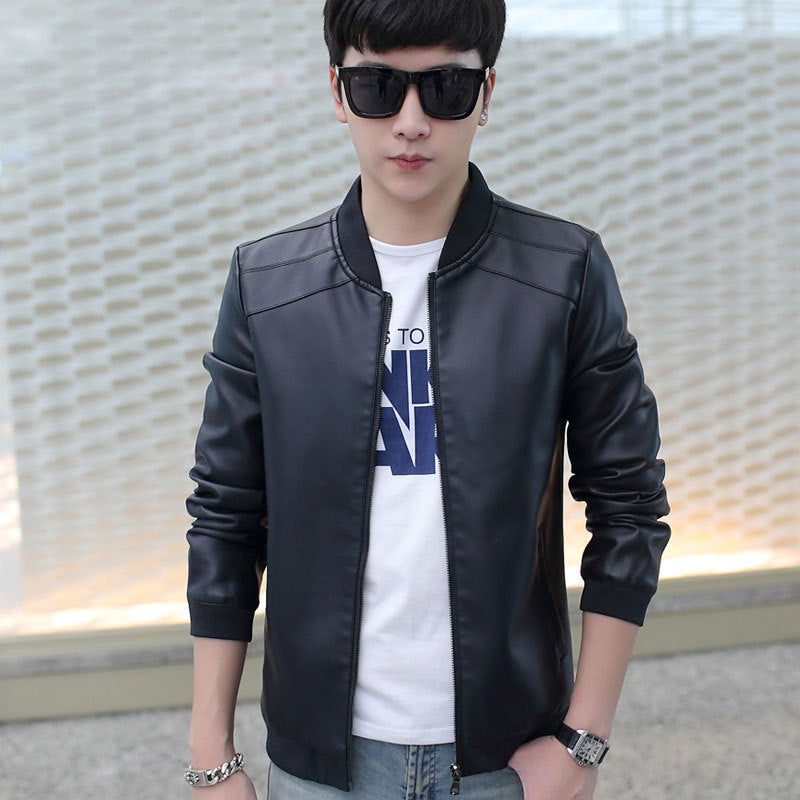 New Men's Jacket Leisure Fashion Youth Slim PU Leather Men's Coat Men's Coat