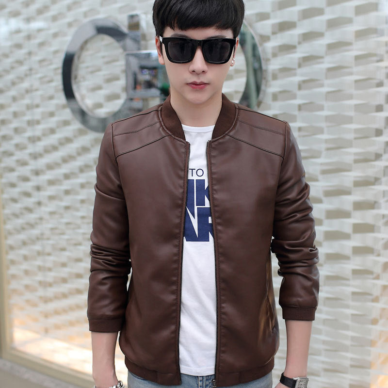 New Men's Jacket Leisure Fashion Youth Slim PU Leather Men's Coat Men's Coat