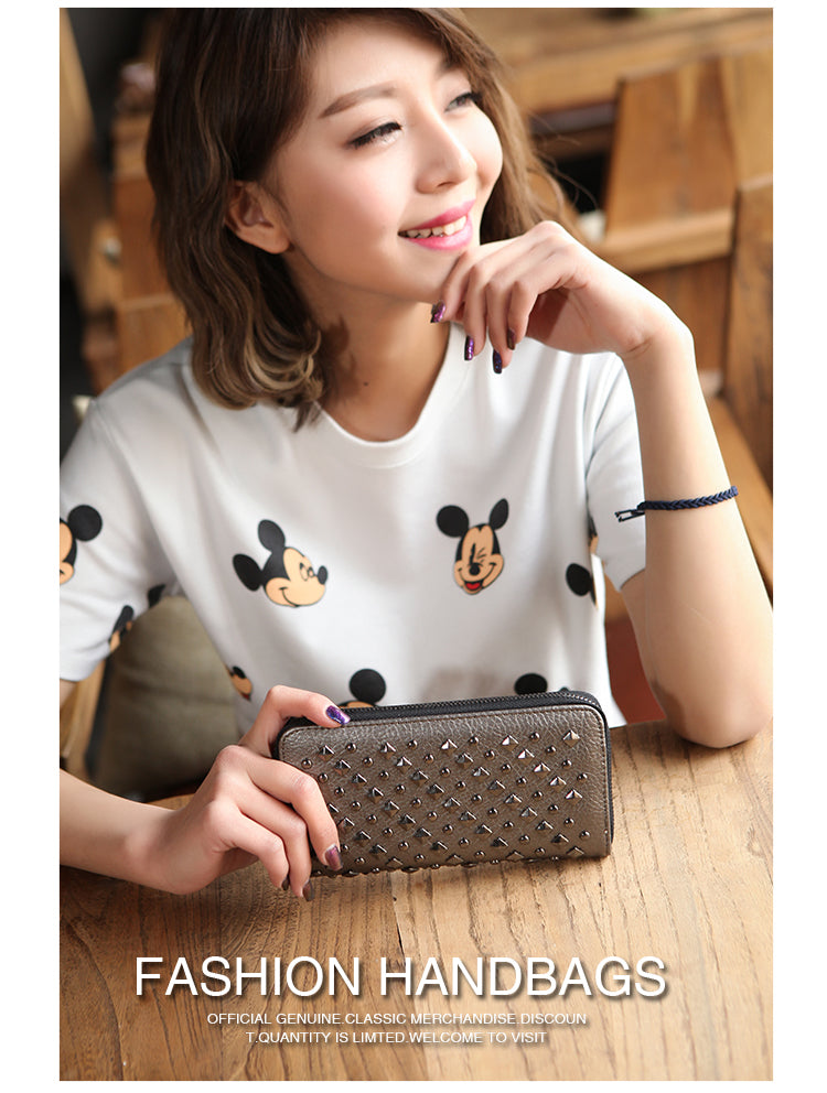 Version Of The New Punk Rivet Long Wallet Fashion Simple Clutch Large Capacity Multi-Card Pocket Wallet