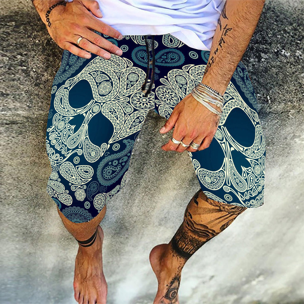 Retro Printed Summer Loose Casual Shorts Sports Five Point Pants Beach Pants