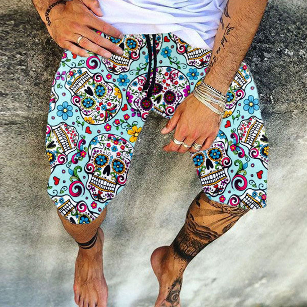 Retro Printed Summer Loose Casual Shorts Sports Five Point Pants Beach Pants