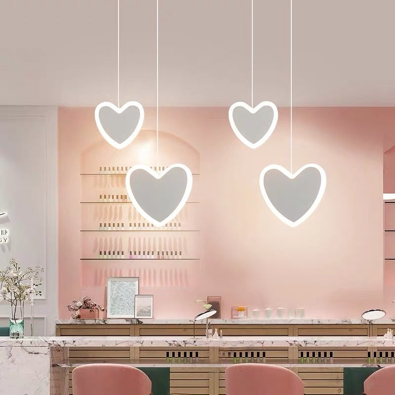 Creative Heart-Shaped Butterfly Flower Children's Room Ceiling Lamp Chandelier Bedroom Lamps
