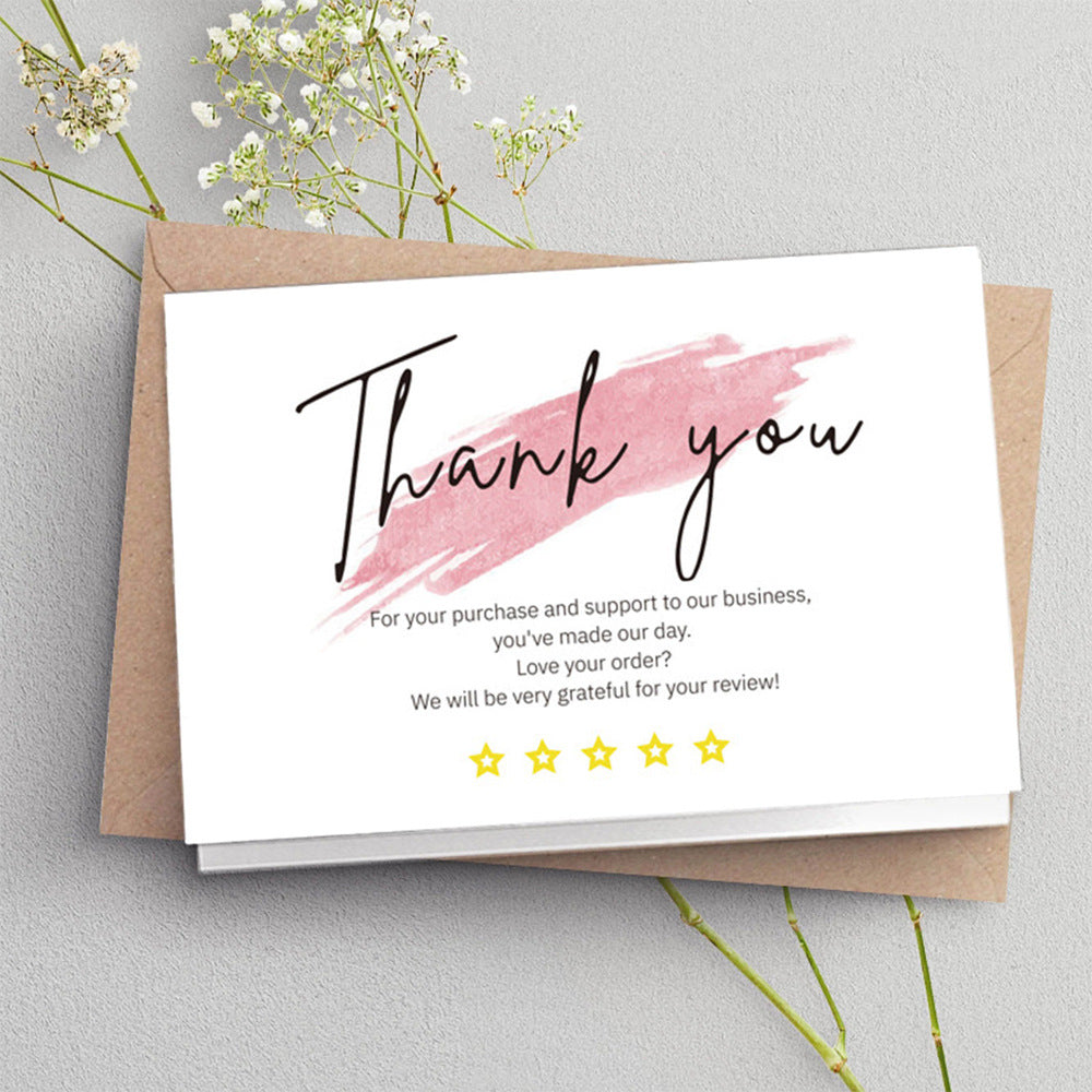 Pink Thank You Card Coated Paper Card