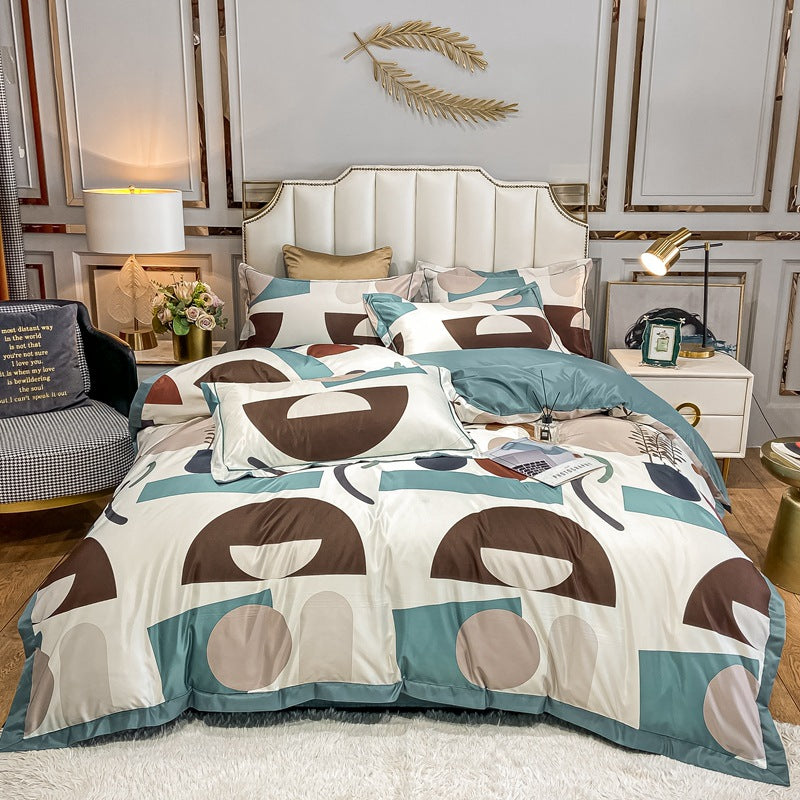 Sky Silk Washed Silk Printed Four Piece Set Spring Summer Ice Silky Silky Bedding Gift