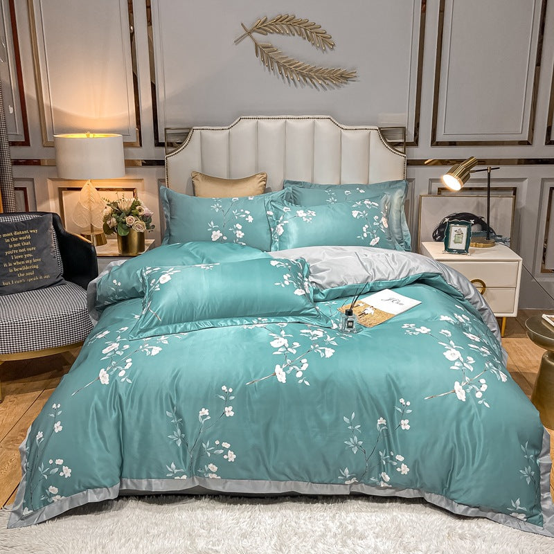 Sky Silk Washed Silk Printed Four Piece Set Spring Summer Ice Silky Silky Bedding Gift