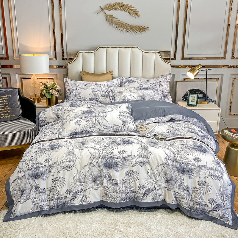 Sky Silk Washed Silk Printed Four Piece Set Spring Summer Ice Silky Silky Bedding Gift
