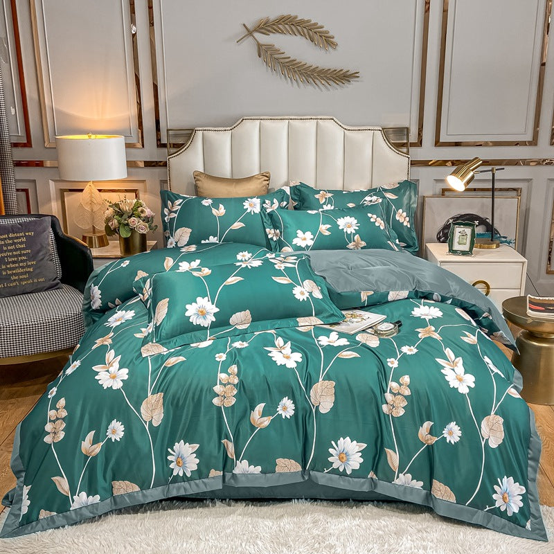 Sky Silk Washed Silk Printed Four Piece Set Spring Summer Ice Silky Silky Bedding Gift