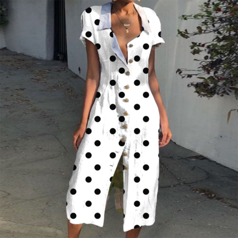 Season Printed Polka Dot Package Hip Skirt Fresh And Elegant Package Hip Skirt