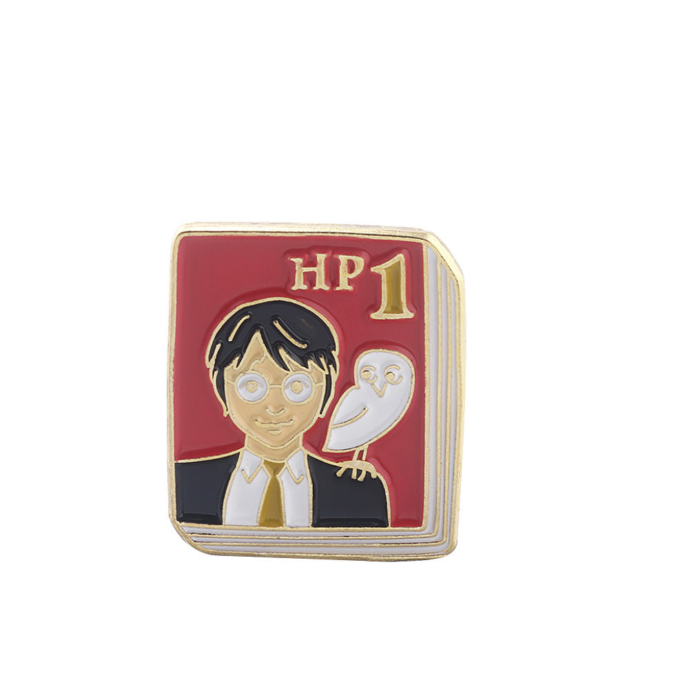 Harried Wizard Student Enamel Pin Brooches Potters 1-7 Books Micro Chapter Badge Metal Brooch Badge Collar Jewelry