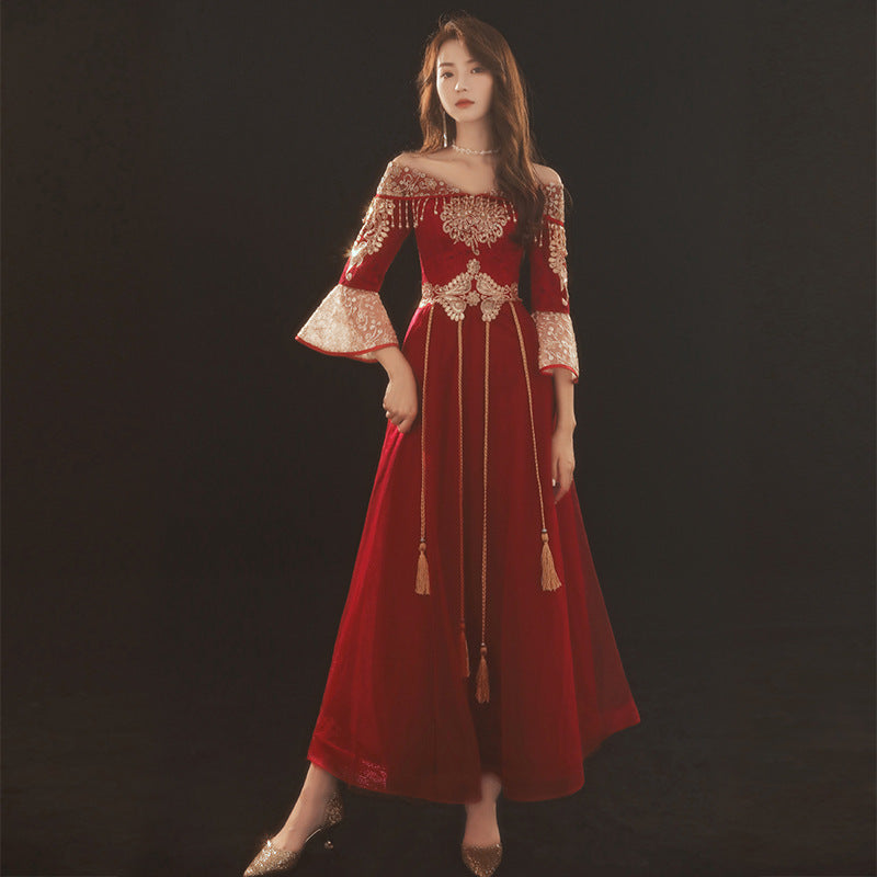 Thin One-Shoulder Chinese Style Chinese Style Plus Size Dress