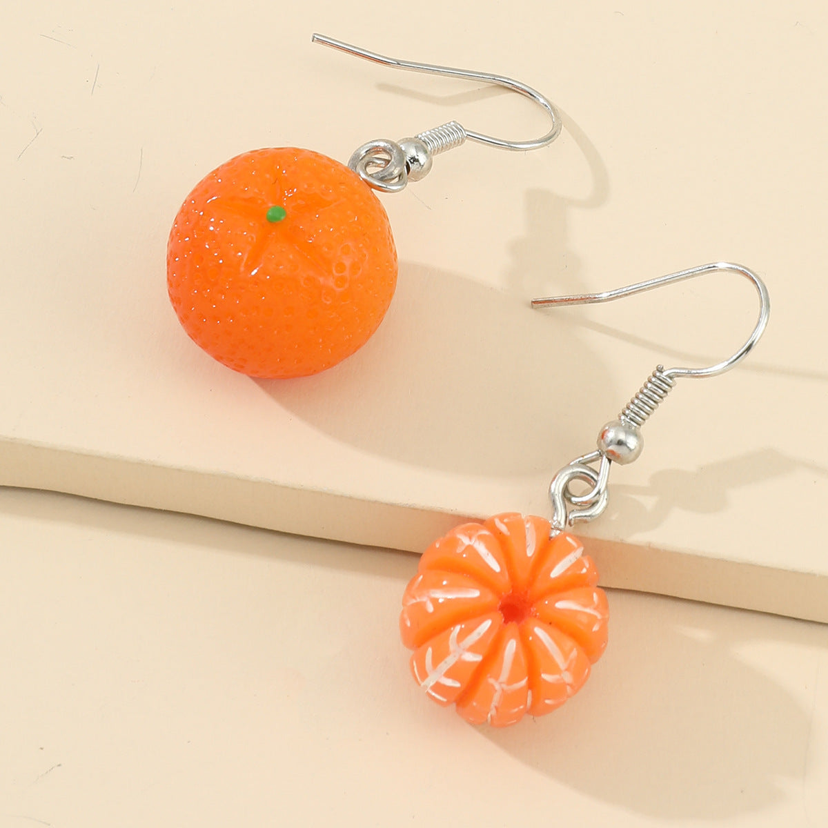 Japan And South Korea Sweet Resin Simulation Orange Orange Fruit Earrings