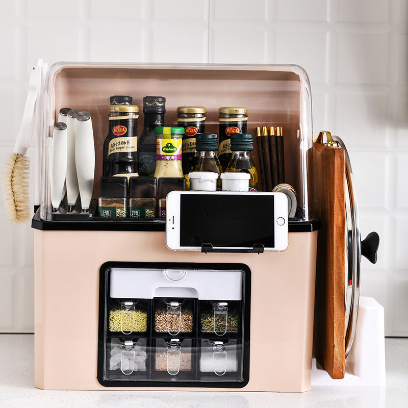 Multifunctional Organizing Kitchen Plastic Shelf Knife Rack Storage Kitchen Seasoning Box Seasoning Organizing Storage Rack Customization