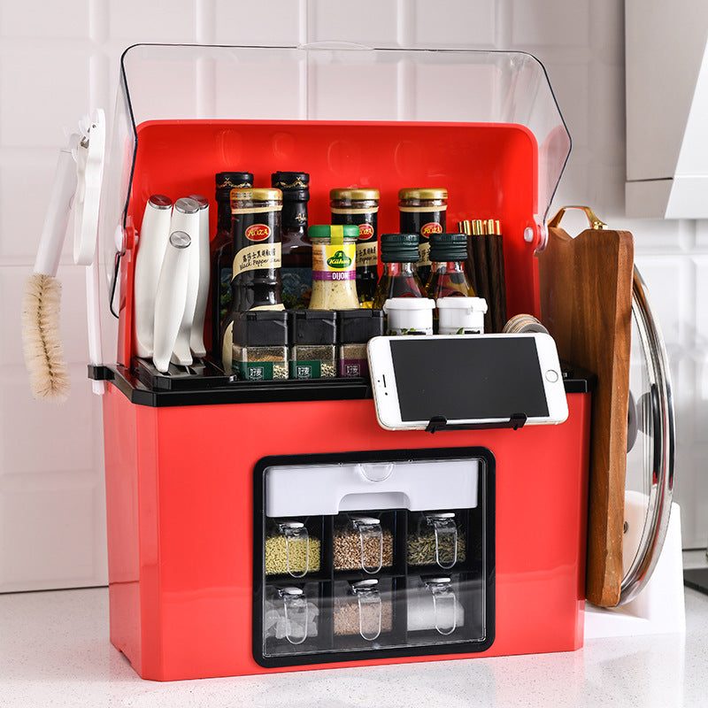 Multifunctional Organizing Kitchen Plastic Shelf Knife Rack Storage Kitchen Seasoning Box Seasoning Organizing Storage Rack Customization