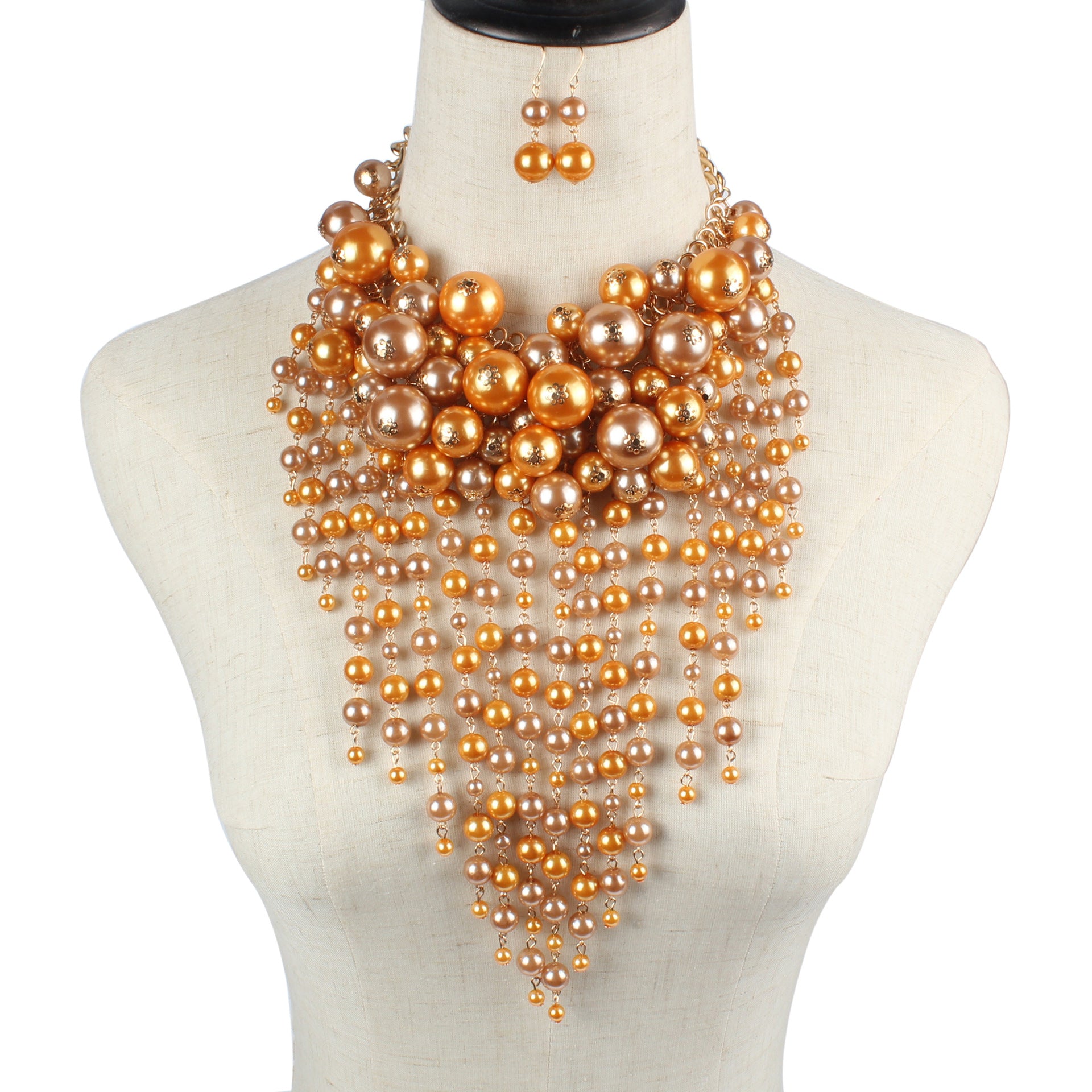 Multilayer Clothing Imitation Pearl Tassel, Exaggerated Jewelry Necklace