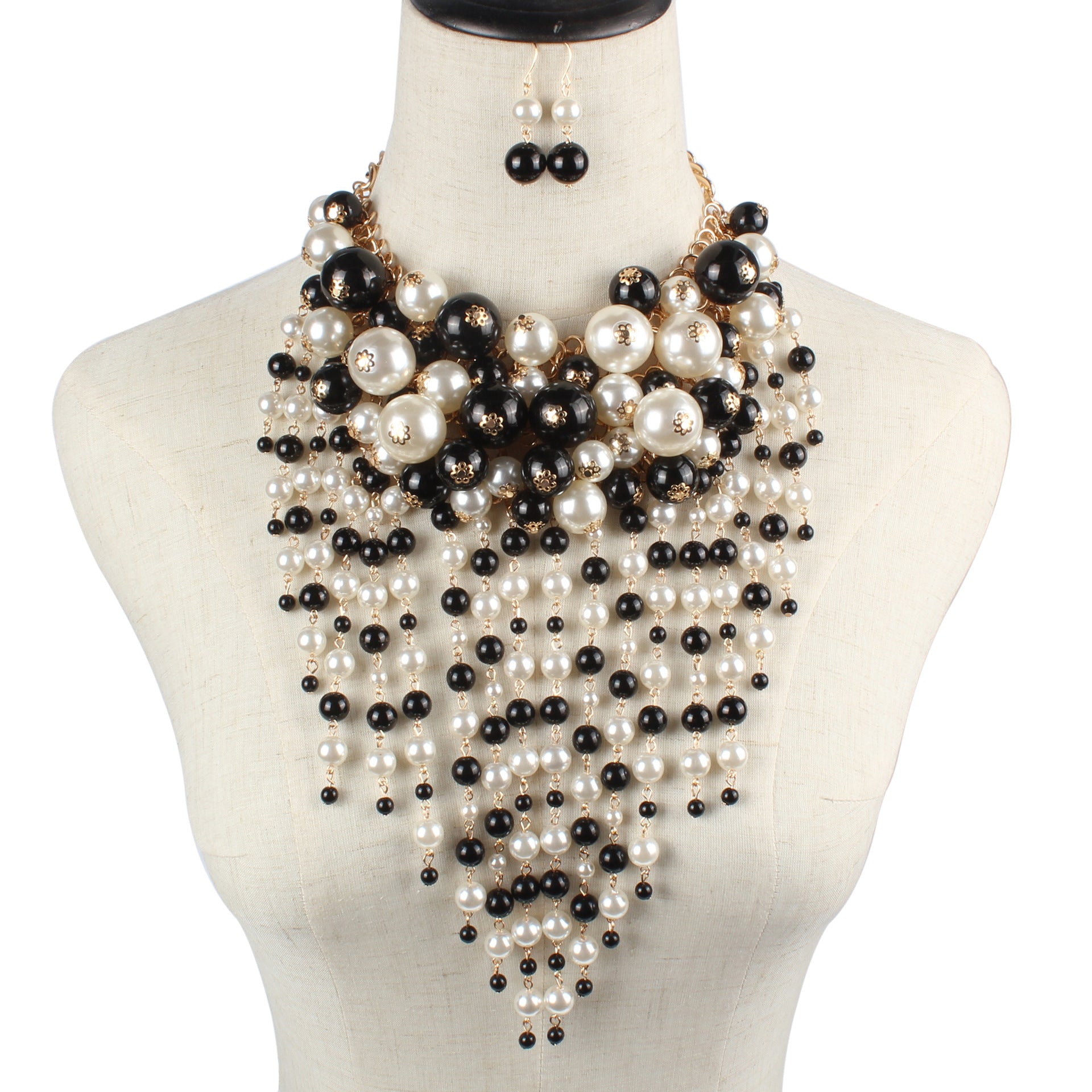 Multilayer Clothing Imitation Pearl Tassel, Exaggerated Jewelry Necklace