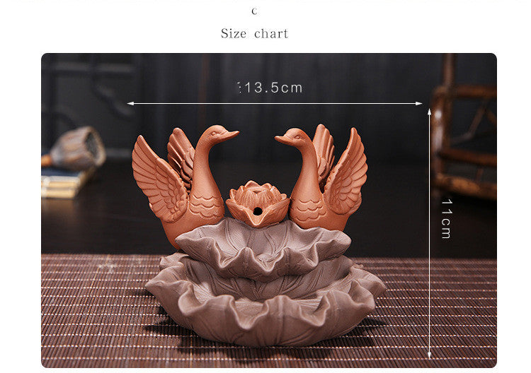 Creative Zisha Backflow Incense Burner Ceramic Crafts Swan Home Furnishings