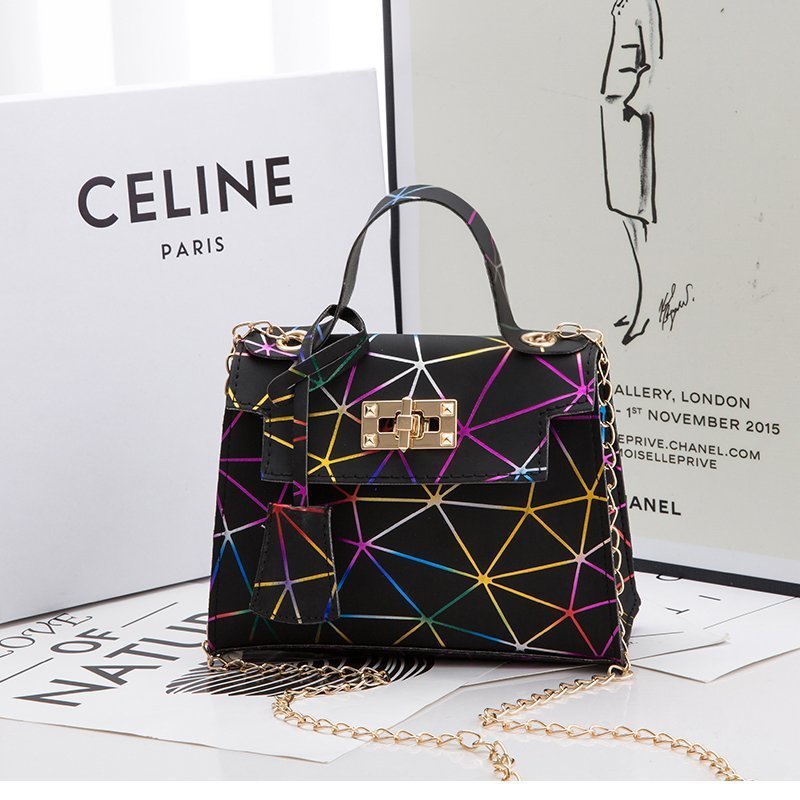 Colorful Lingge Kelly Bag Chain Lock Diagonal Phone Bag Double-Layer Fabric Mini Female Bag