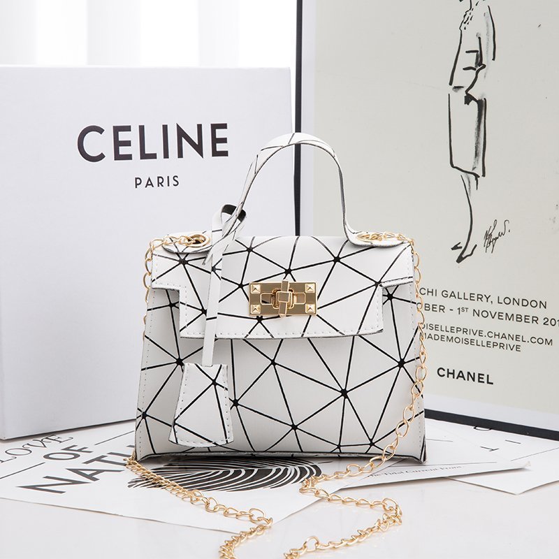 Colorful Lingge Kelly Bag Chain Lock Diagonal Phone Bag Double-Layer Fabric Mini Female Bag