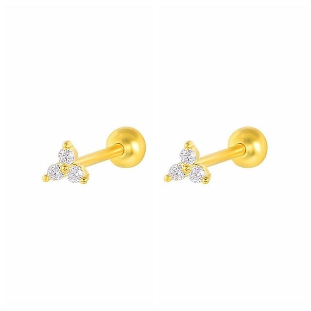 New 1 Pair Real 925 Sterling Silver Stud Earrings For